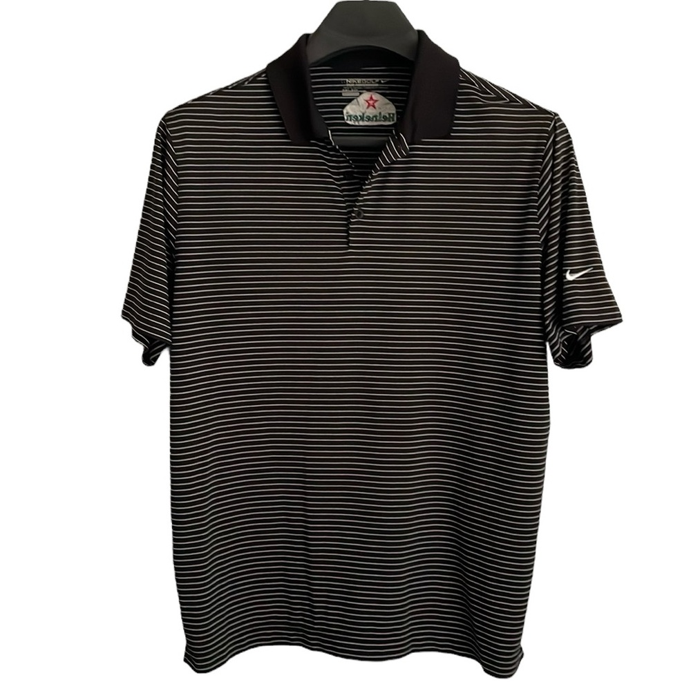Nike golf tour performance men’s‎ size XL black with white stripes polo shirt.